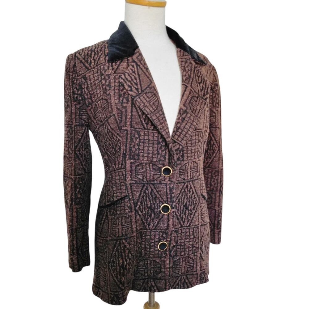 Vtg 90s Centrix Parisian Tapestry Jacket XL Art To Wear Dark HERITAGE
